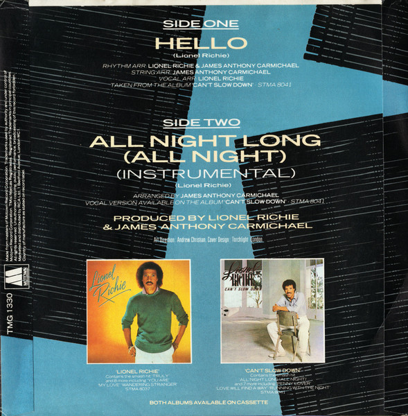 Lionel Richie - Hello - Used Vinyl Record 7" image 2