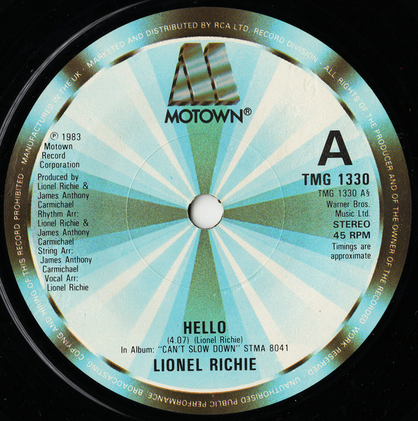 Lionel Richie - Hello - Used Vinyl Record 7" image 3