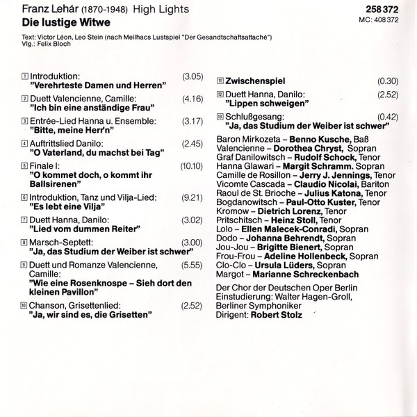 Berliner Symphoniker - Franz Lehar: Die Lustige Witwe - Used CD image 5