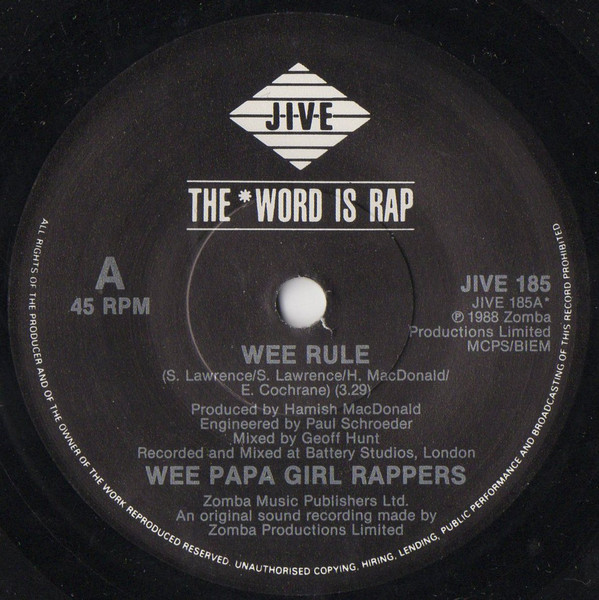 Wee Papa Girl Rapper - Wee Rule - Used Vinyl Record 7" image 3