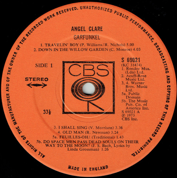 Art Garfunkel - Angel Clare - Used Vinyl Record image 3