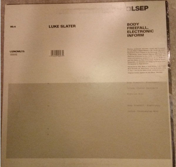 Luke Slater - Body Freefall, Electronic Inform #2 - Used Vinyl Record image 2