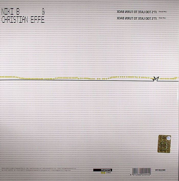 Niki B & Christian E - It's Too Late To Turn Back - Vinyl Record 12" image 2