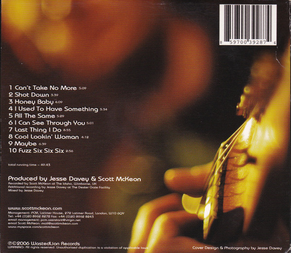 Scott McKeon - Can't Take No More - Used CD image 2