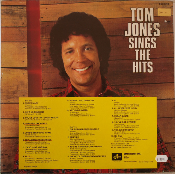 Tom Jones - Sings The Hits - Used Vinyl Record image 2