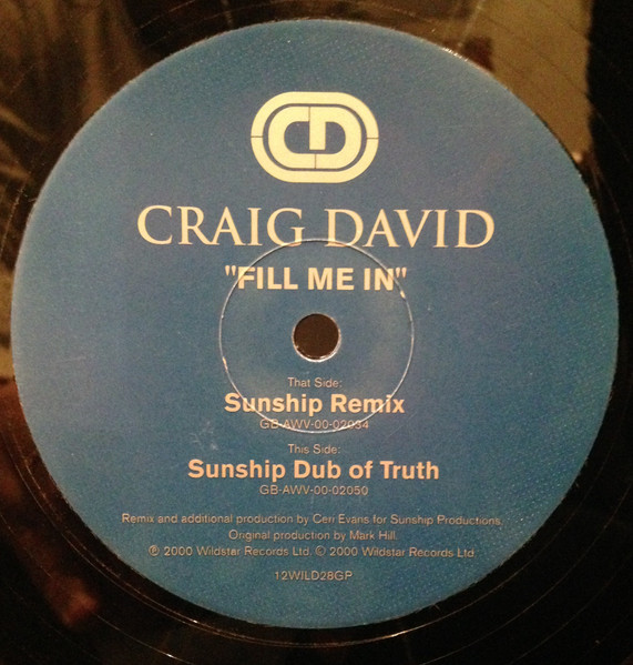 Craig David - Fill Me In (Sunship Remixes) - Used Vinyl Record 12" image 3