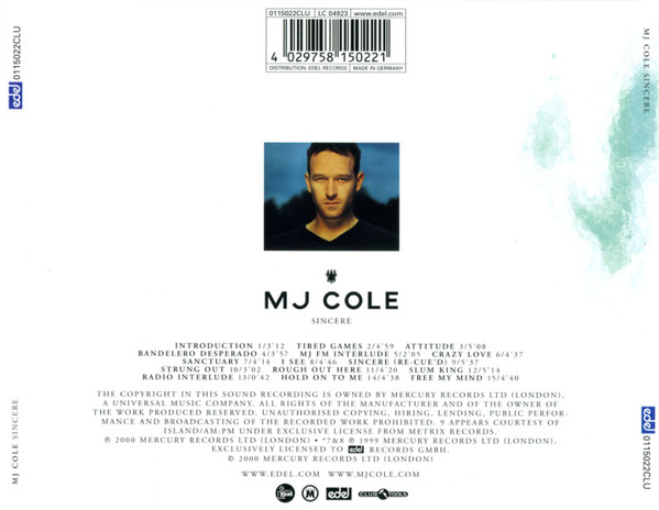 MJ Cole - Sincere - Used CD image 2