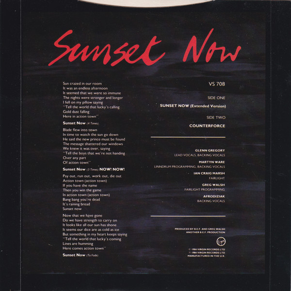 Heaven 17 - Sunset Now - Used Vinyl Record 7" image 2