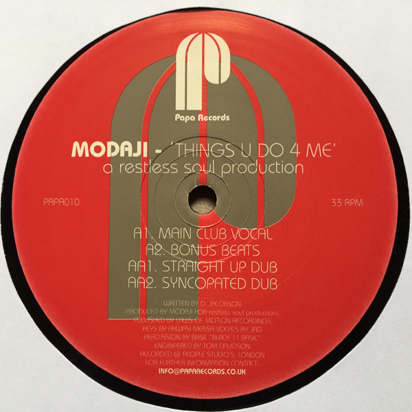 Modaji - Things U Do 4 Me - Used Vinyl Record 12" image 2