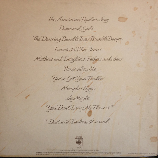 Neil Diamond - You Don't Bring Me Flowers - Used Vinyl Record image 2
