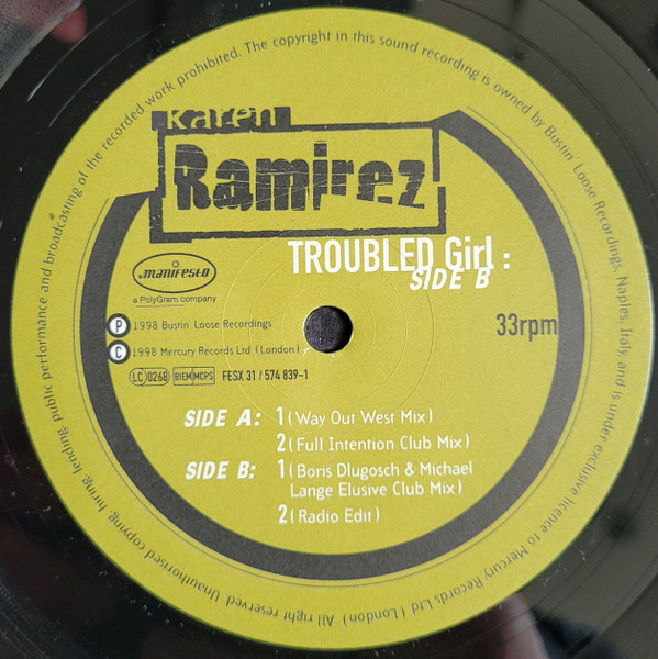 Karen Ramirez - Troubled Girl - Used Vinyl Record 12" image 2