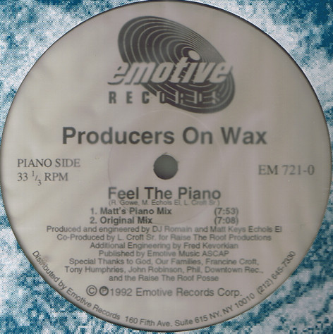 Producers On Wax - Feel The Piano / Let It Move You - Used Vinyl Reco image 3