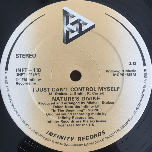 Nature's Divine - I Just Can't Control Myself - Used Vinyl Record 12" image 3