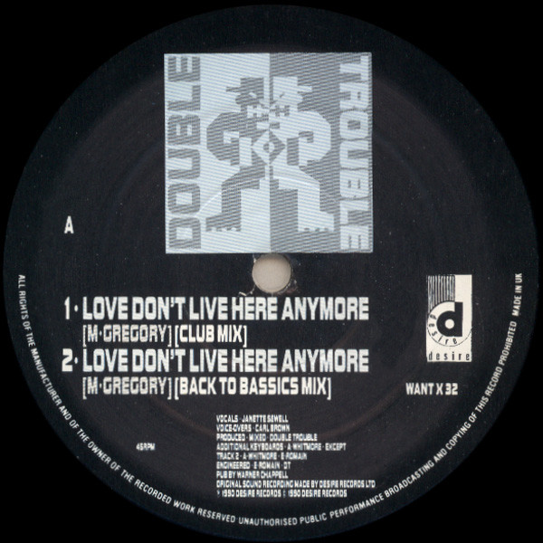 Double Trouble - Love Don't Live Here Anymore - Used Vinyl Record 12" image 3