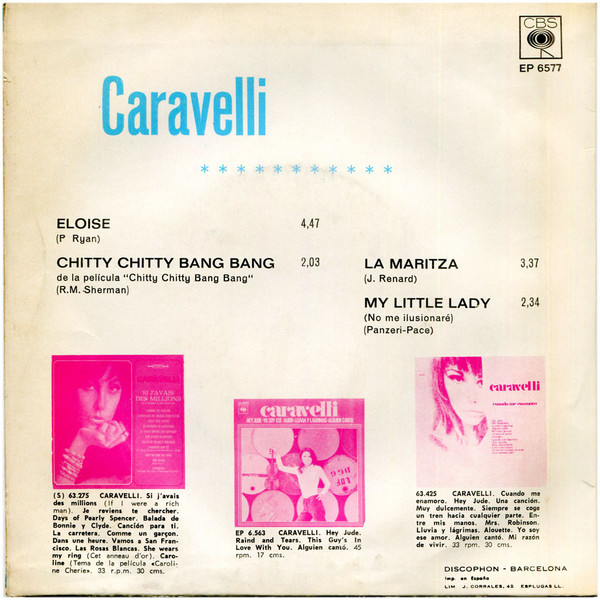Caravelli - Eloise - Used Vinyl Record 7" image 2