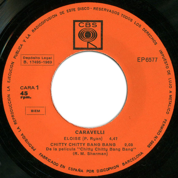 Caravelli - Eloise - Used Vinyl Record 7" image 3