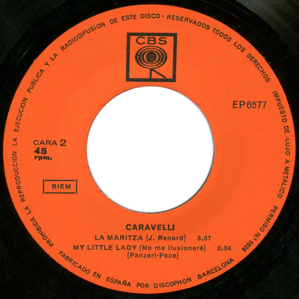 Caravelli - Eloise - Used Vinyl Record 7" image 4