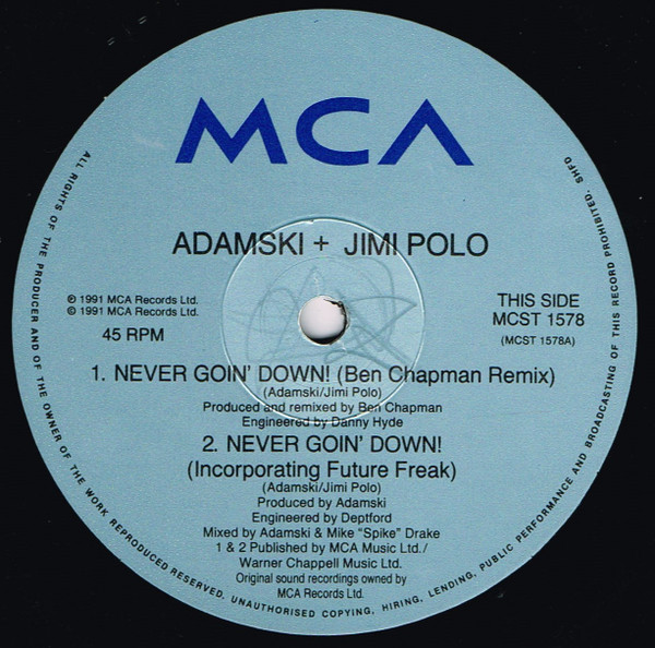 Adamski - Never Goin' Down! / Born To Be Alive! - Used Vinyl Record 1 image 3