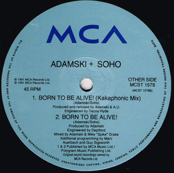 Adamski - Never Goin' Down! / Born To Be Alive! - Used Vinyl Record 1 image 4