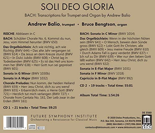 BALIO/BENGTSON - BACH:SOLI DEO GLORIA - CD image 2