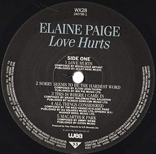 Elaine Paige - Love Hurts - Used Vinyl Record image 2
