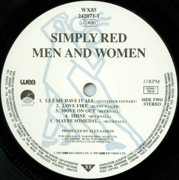 Simply Red - Men And Women - Used Vinyl Record image 4