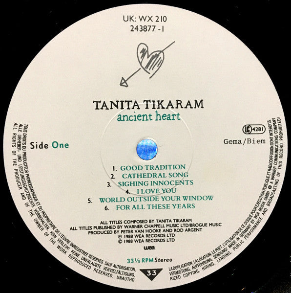 Tanita Tikaram - Ancient Heart - Used Vinyl Record image 3