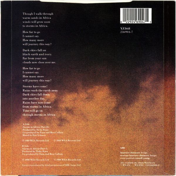 Enya - Storms In Africa - Used Vinyl Record 7" image 2