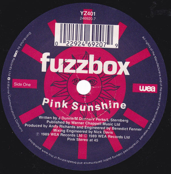 We've Got A Fuzzbox - Pink Sunshine - Used Vinyl Record 7" image 3