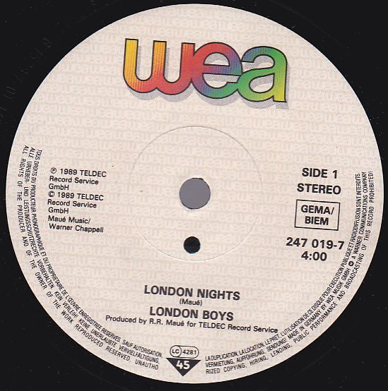 London Boys - London Nights - Used Vinyl Record 7" image 3
