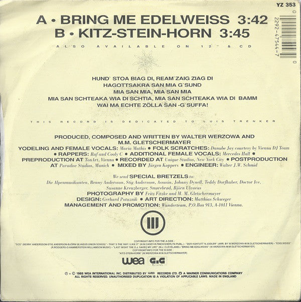 Edelweiss - Bring Me - Used Vinyl Record 7" image 2