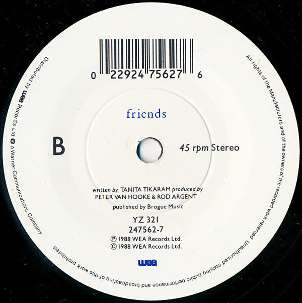Tanita Tikaram - Twist In My Sobriety - Used Vinyl Record 7" image 4