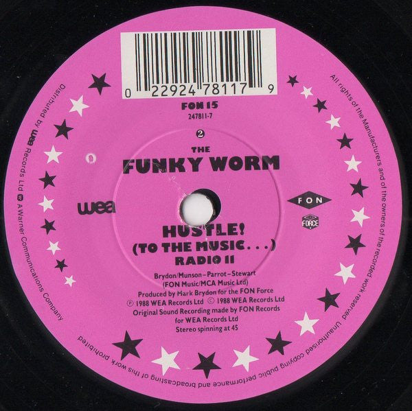 Funky Worm - Hustle! (To The Music...) - Used Vinyl Record 7" image 8
