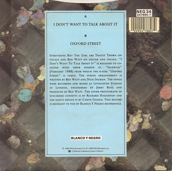 Everything But The G - I Don't Want To Talk About It - Used Vinyl Rec image 4