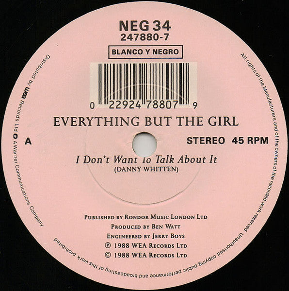 Everything But The G - I Don't Want To Talk About It - Used Vinyl Rec image 6