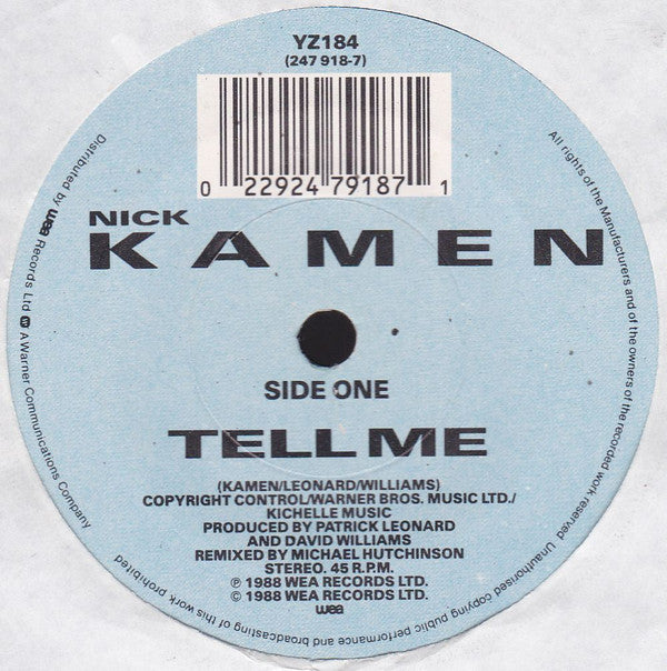 Nick Kamen - Tell Me - Used Vinyl Record 7" image 3