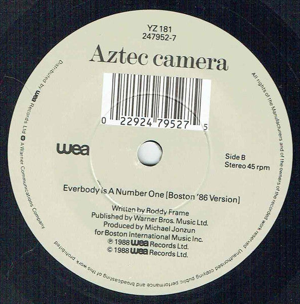 Aztec Camera - Somewhere In My Heart - Used Vinyl Record 7" image 8