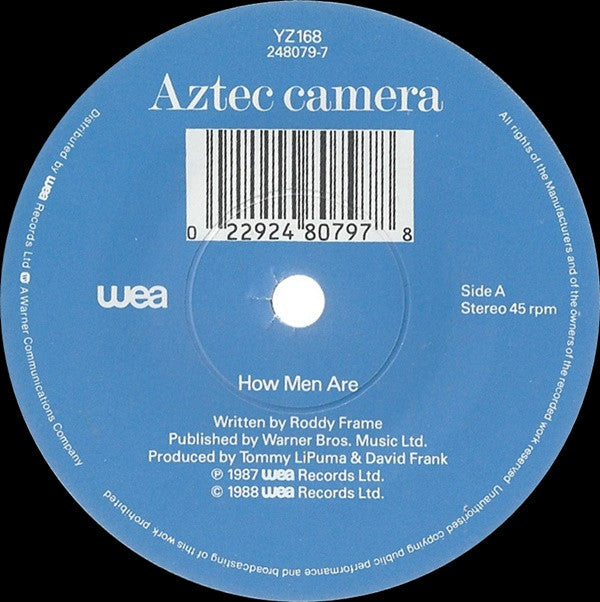 Aztec Camera - How Men Are - Used Vinyl Record 7" image 3