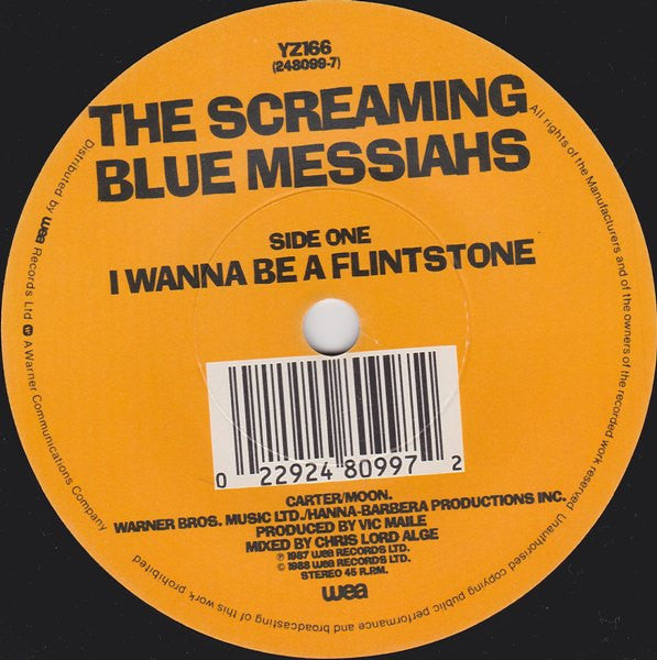 Screaming Blue Messi - I Wanna Be A Flintstone - Used Vinyl Record 7" image 3