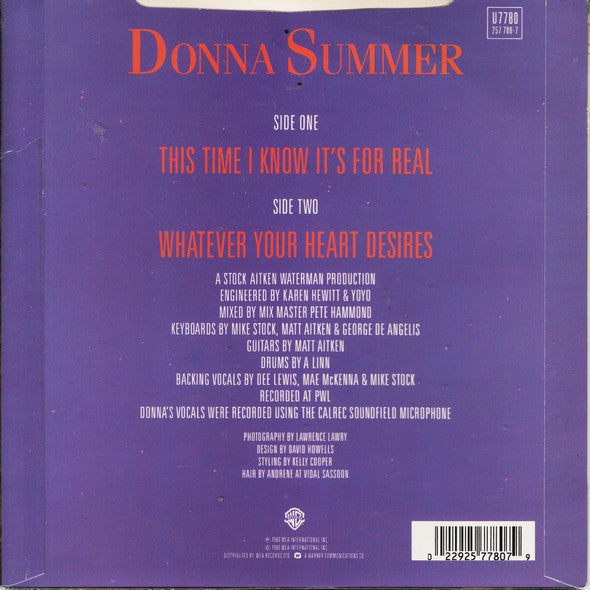 Donna Summer - This Time I Know It's For Real - Used Vinyl Record 7" image 6