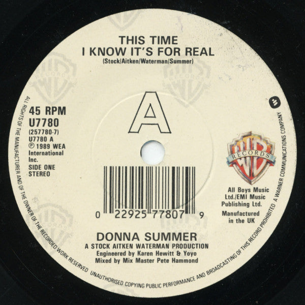 Donna Summer - This Time I Know It's For Real - Used Vinyl Record 7" image 7