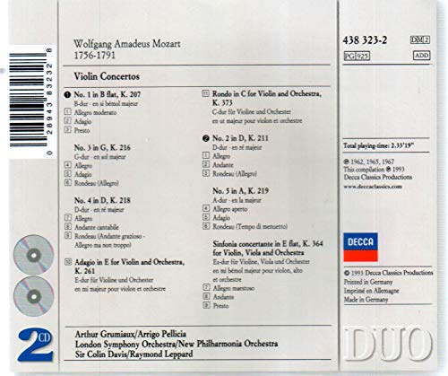 Wolfgang Amadeus Moz - Violin Concertos (Complete) - CD image 2