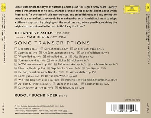 Rudolf Buchbinder - - Rudolf Buchbinder - Brahms – Reger: Song Transc image 2