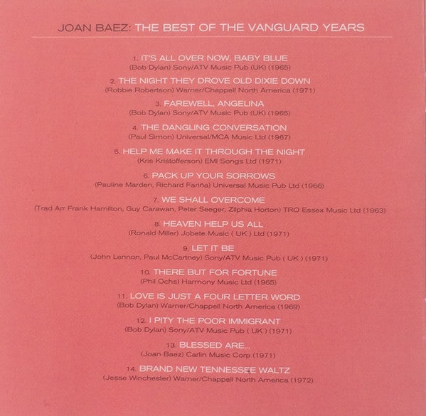 Joan Baez - Best Of The Vanguard Years - CD image 4
