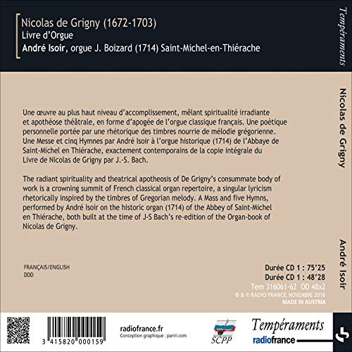 Nicolas de Grigny - : Livre Dorgue - CD image 2
