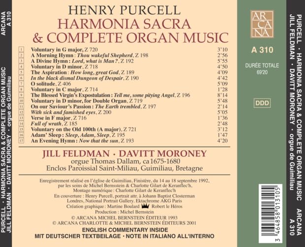 Henry Purcell - Harmonia Sacra (Moroney Feldman) - CD image 2