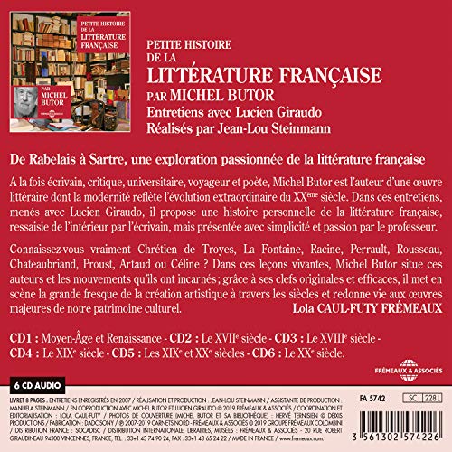 Michel Butor - Petite Histoire De La LittÃ©rature FranÃ§ais - CD image 2