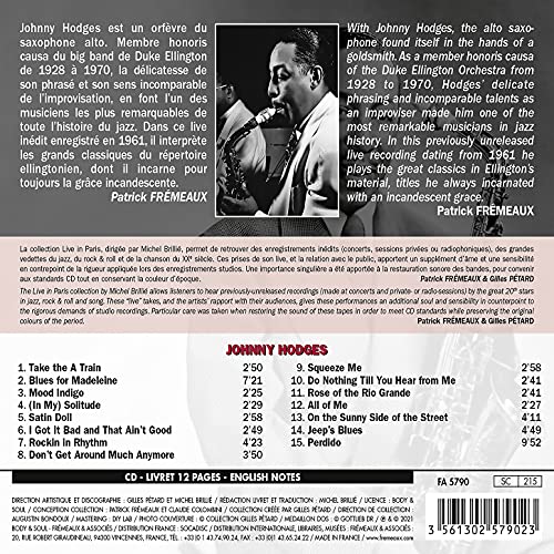 JOHNNY HODGES - LIVE IN PARIS - 18 MARS 1961 - CD image 2
