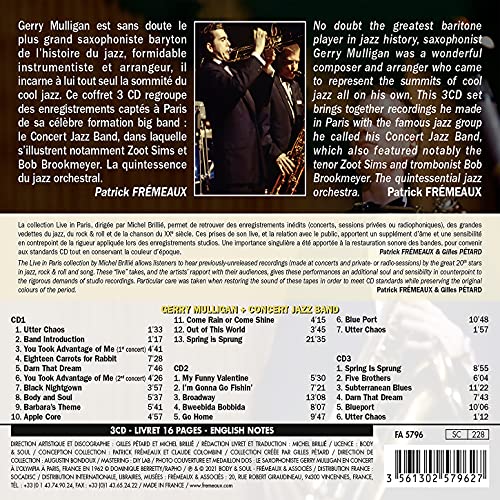 GERRY MULLIGAN + CON - LIVE IN PARIS - 1960 - 1962 - 3CD image 2