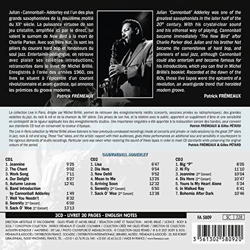 CANNONBALL ADDERLEY - LIVE IN PARIS - 1960-1961 - 3CD image 2